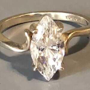 Sterling Silver DQ CZ Cubic Zirconia Ring